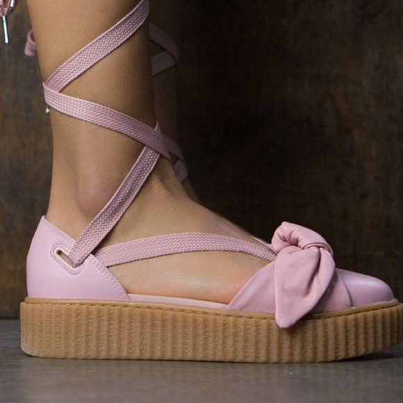 Fenty By Rihanna X Puma Pink Bow Creeper Chunky Platform Wrap Up Sneakers 6.5 - Picture 2 of 16